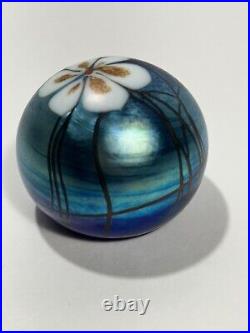 Vtg 1979 Fabulous Steve Smyers Iridescent Anemone Art Glass Paperweight, Signed