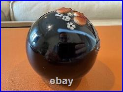 Vtg 1984 Richard Rick Satava Studio Art Glass Paperweight with Raised Floral Dec