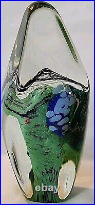 Vtg Blue & Green Obelisk Paperweight Glasshouse WOA 9272 Signed/Dated 5T