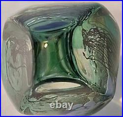 Vtg Blue & Green Obelisk Paperweight Glasshouse WOA 9272 Signed/Dated 5T