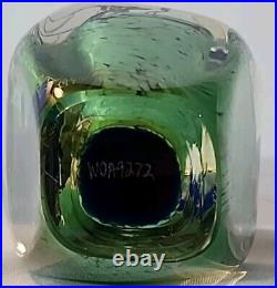 Vtg Blue & Green Obelisk Paperweight Glasshouse WOA 9272 Signed/Dated 5T