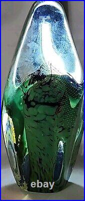 Vtg Blue & Green Obelisk Paperweight Glasshouse WOA 9272 Signed/Dated 5T