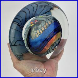 Vtg Glass Paperweight KARG Disc Art Sculpture 6in