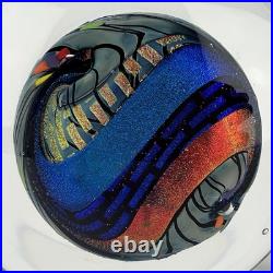 Vtg Glass Paperweight KARG Disc Art Sculpture 6in