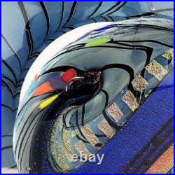 Vtg Glass Paperweight KARG Disc Art Sculpture 6in