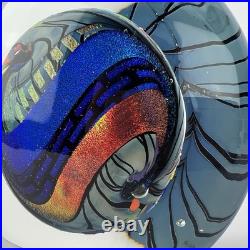 Vtg Glass Paperweight KARG Disc Art Sculpture 6in