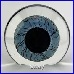 Vtg Glass Paperweight KARG Disc Art Sculpture 6in