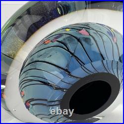 Vtg Glass Paperweight KARG Disc Art Sculpture 6in