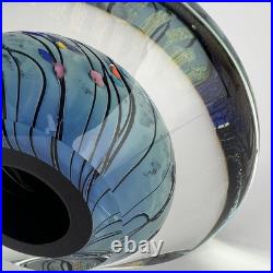 Vtg Glass Paperweight KARG Disc Art Sculpture 6in