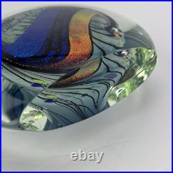 Vtg Glass Paperweight KARG Disc Art Sculpture 6in