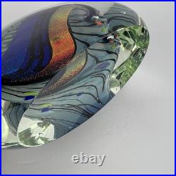 Vtg Glass Paperweight KARG Disc Art Sculpture 6in