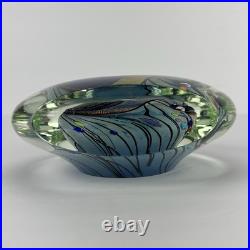 Vtg Glass Paperweight KARG Disc Art Sculpture 6in