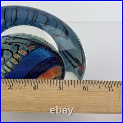 Vtg Glass Paperweight KARG Disc Art Sculpture 6in