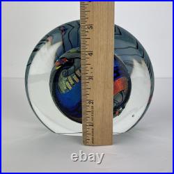 Vtg Glass Paperweight KARG Disc Art Sculpture 6in