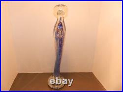 Vtg Madonna Mother Mary Hand Blown Art Glass Blue & Clear