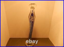 Vtg Madonna Mother Mary Hand Blown Art Glass Blue & Clear