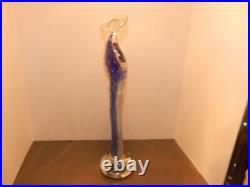 Vtg Madonna Mother Mary Hand Blown Art Glass Blue & Clear