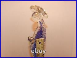 Vtg Madonna Mother Mary Hand Blown Art Glass Blue & Clear