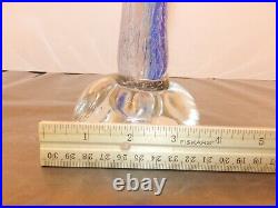 Vtg Madonna Mother Mary Hand Blown Art Glass Blue & Clear