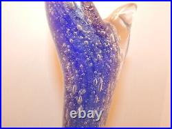 Vtg Madonna Mother Mary Hand Blown Art Glass Blue & Clear