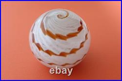 Vtg Mint Amber & White Swirl Art Glass Paperweight