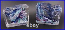 Vtg Pair of Bristow Studio Art Glass Swirl Rectangular Paperweight/ Votive Mint