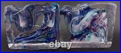 Vtg Pair of Bristow Studio Art Glass Swirl Rectangular Paperweight/ Votive Mint