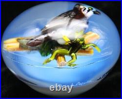 WONDERFUL XL Rick Ayotte Bird of Prey with Captured Frog Art Glass PAPERWEIGHT