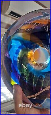Wes Hunting Art Glass Vase Signed Substantial Piece and Stunning