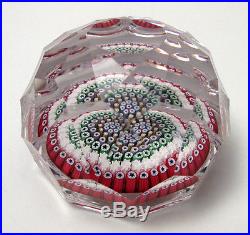 Whitefriars 1972 Monk Cane Close Concentric Millefiori Faceted Paperweight Label