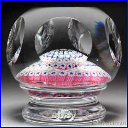 Whitefriars 1974 close concentric millefiori faceted pedestal glass paperweight