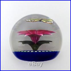 William Manson LE Butterfly and Flower 2001 glass paperweight / presse papiers