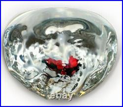 William Manson Paperweight Upright with Lovely Lampwork Wild Rose Signed, Dated