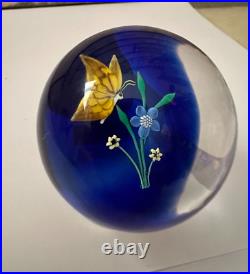 William Manson Yellow Butterfly on Flower Paperweight Check out the butterly