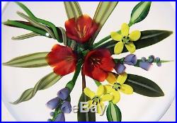Wonderful CHRIS BUZZINI Botanical BOUQUET Art Glass PAPERWEIGHT