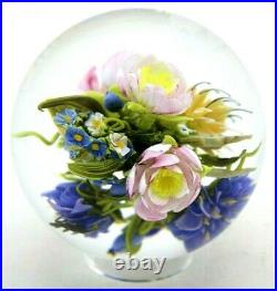 XL Magnificent PAUL STANKARD Ant FRUIT Flowers Art Glass MARBLE Orb PAPERWEIGHT