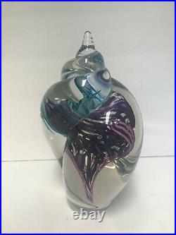 XL Vtg Rollin Karg Art Glass Sea Shell Sculpture 9.5 Paperweight Signed & Dated