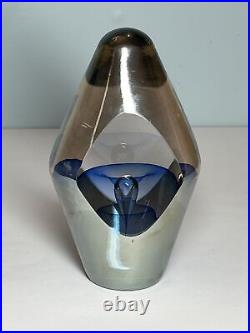 Youghiogheny Art Glass Paperweight Obelisk Blue Illusion 5.8 Tall Signed 2002