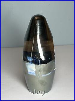 Youghiogheny Art Glass Paperweight Obelisk Blue Illusion 5.8 Tall Signed 2002