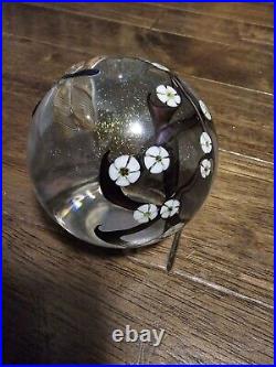 Zellique Paperweight Dragonfly Signed J M 1999 3 Vintage Irridescent Floral